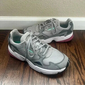 Adidas Originals Falcon Tennis Sneaker Shoes Women Sz 8.5 D96698 Gray, White $85